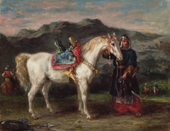 Circassian Holding a Horse by Its Bridle by Eugène Delacroix