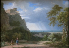 Classical Landscape with Figures and Sculpture by Pierre-Henri de Valenciennes