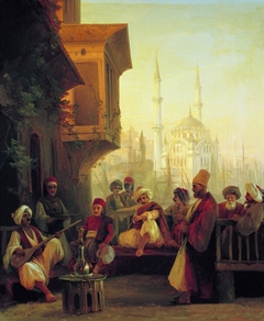 Coffee-house by the Ortaköy Mosque in Constantinople by Ivan Ayvazovsky