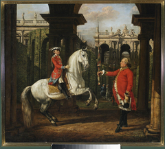 Colonel Königsfels teaching Prince Józef Poniatowski how to ride by Bernardo Bellotto