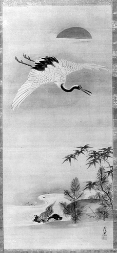 Crane, Tortoise, Pine, and Bamboo under a Rising Sun by Kanō Chikanobu