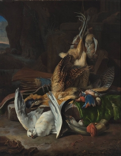 Dead birds and hunting appurtenances by Melchior d'Hondecoeter