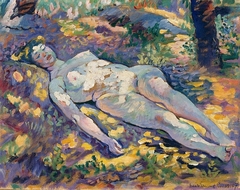 Dormeuse nue dans la clairière by Henri-Edmond Cross