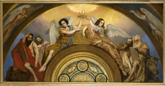 Esquisse pour l'église Saint-Louis-en-l'Ile : Les Reliques de la Passion - Deux anges et les quatre Evangélistes by Pierre-Jules Jollivet