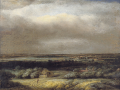 Extensive landscape with traveller by Philip de Koninck