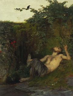 Faun, einer Amsel zupfeifend by Arnold Böcklin