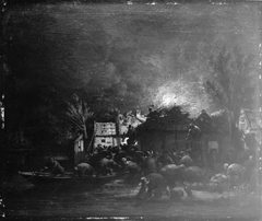 Fire Scene by Night by Egbert van der Poel