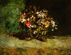 Flowers in a Copper Bowl by Adolphe Joseph Thomas Monticelli