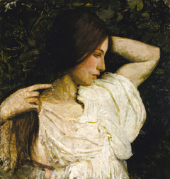 Girl Arranging Her Hair by Abbott Handerson Thayer