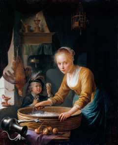 Girl chopping Onions by Gerrit Dou