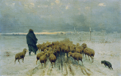 Heimkehrende Schafherde by Ernst Adolf Meissner