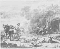 Herders and Herd by Nicolaes Pieterszoon Berchem