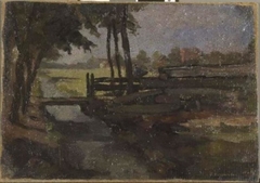 Irrigation ditch with bridge, sketch by Piet Mondrian