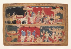 Krishna Is Welcomed into Mathura: Page from a Dispersed Bhagavata Purana Manuscript by Anonymous