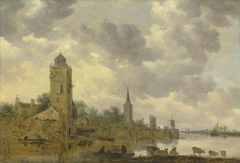 Landscape with City Wall and Lighthouse by Jan van Goyen