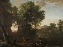 Landscape with the baptism of the eunuch by Herman van Swanevelt