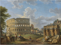 Landscape with the Colosseum and Arch of Constantine, Rome by Giovanni Paolo Panini