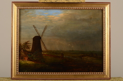 Landschap met molen in een opkomende bui by Dirk Weeshoff