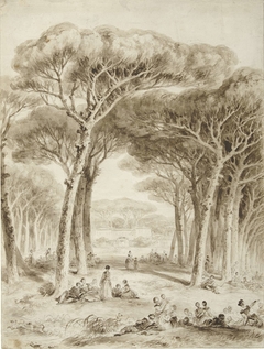 Landschap met parasoldennen by Jean-Honoré Fragonard