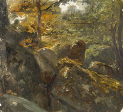 Les rochers du calvaire en foret de Fontainebleau by Paul Huet