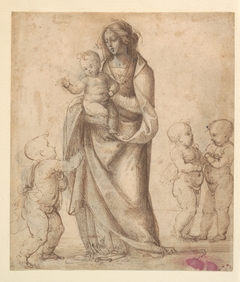 Madonna and Child with the Infant Saint John the Baptist and Two Putti (recto); Madonna and Child with the Infant Saint John the Baptist and a Putto (verso) by Fra Bartolomeo