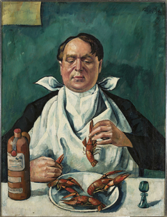 Man eating crayfish (Portrait of Karol Szuster) by Roman Kramsztyk