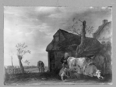 Melkszene vor einem Bauernhaus by Paulus Potter