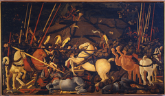 Niccolò Mauruzi da Tolentino unseats Bernardino della Ciarda at the Battle of San Romano by Paolo Uccello