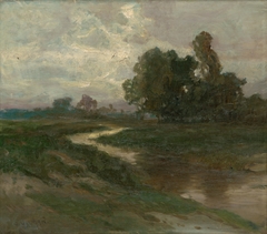 Night Landscape with a Brook by Josef Ullmann