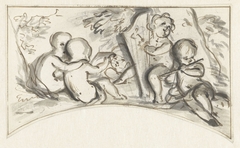 Ontwerp voor een bovendeurstuk met musicerende putti by Jurriaan Andriessen