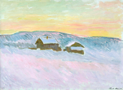 Paysage de Norvège. Les maisons bleues by Claude Monet