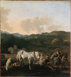 Peasants and a White Horse by Karel Dujardin