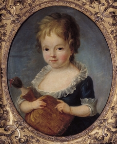 Portrait d'une petite fille tenant une poupée by François-Hubert Drouais