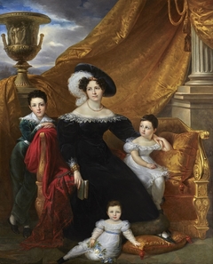 Portrait of Céline Chagot de Fays (1797-1881), Marchioness Amelot de Chaillou, with her Children, Antoine, Anna et Marie by François Kinson