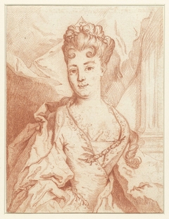 Portret van een voorname dame, heupstuk, vrijwel geheel van voren by Unknown Artist