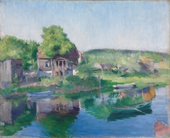 River landscape at Sandvikselven by Harriet Backer