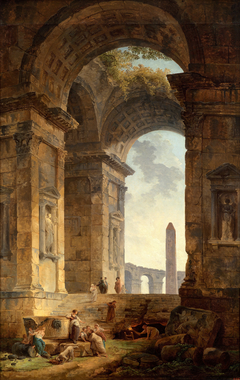 Ruins with an Obelisk in the Distance by Hubert Robert