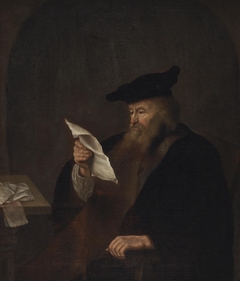 Scholar reading in study by Dutch School