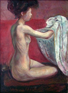 Seated Nude against a Red Background by Edvard Munch