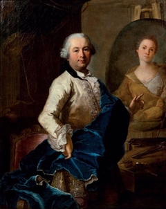 Self-portrait with a portrait of his wife by Joachim Rupalley