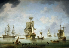 Shipping Becalmed in the Solent by Charles Brooking