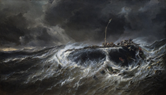 Shipwrecking of three-masted ship Emily 1823 by Eugène Isabey