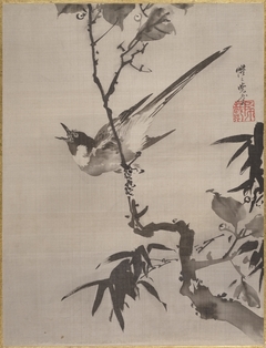 Singing Bird on a Branch by Kawanabe Kyōsai