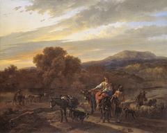 Southern Landscape with Shepherds, Sheep and Cows by Nicolaes Pieterszoon Berchem