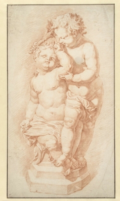 Standbeeld van twee putti met een fakkel by Unknown Artist