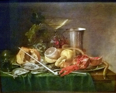 Still life, Breakfast with Wine glass and Goudse pipe by Jan Davidsz. de Heem