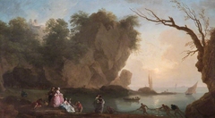 Sunset: View over a Bay with Figures by Joseph Vernet