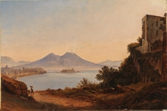 The Bay of Naples with Vesuvius and Castel dell'Ovo by Franz Ludwig Catel