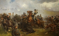 The Charge of the Light Brigade, the Battle of Balaclava, 25th October 1854 with Godfrey Charles Morgan, 1st Viscount Tredegar (1831 - 1913) astride his Horse, 'Sir Briggs' by John Charlton