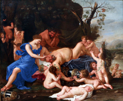 The drunken Silenus tied up in his sleep by the nymph Aegle and putti by Karel Philips Spierincks